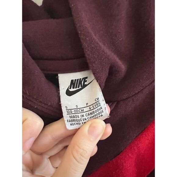 Nike Maroon Red Kids Hoodie Swoosh 4-5T Boys Oversized - Picture 3 of 6